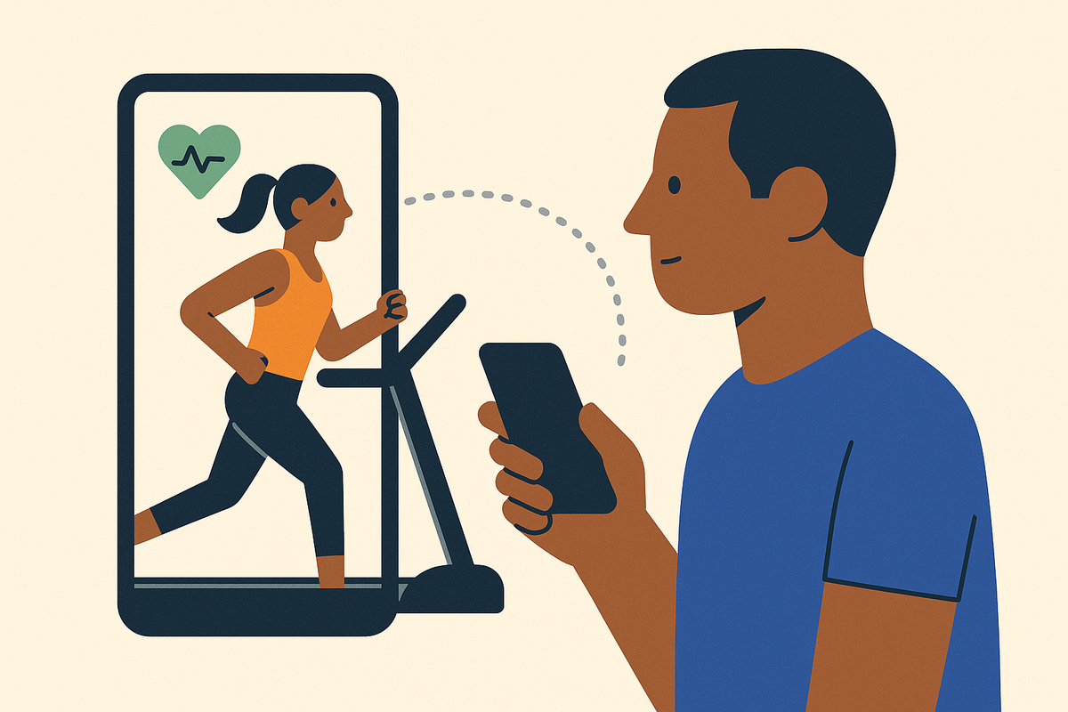 Cover illustration for “apps designed for two-person fitness accountability”