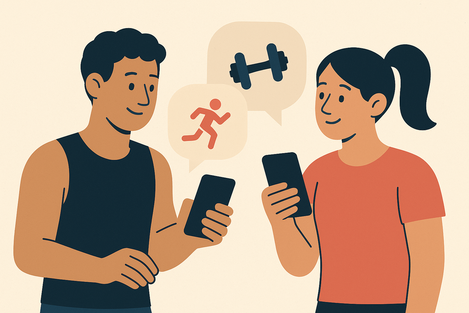 Cover illustration for “Fitness Apps Where Two People See Each Other's Workouts Without Competing”