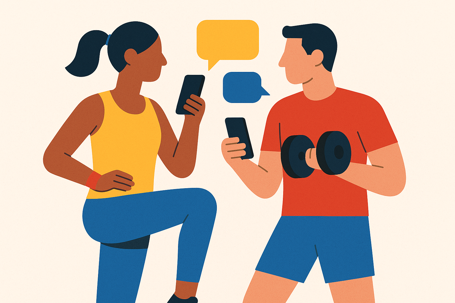 Cover illustration for “The Best Fitness Accountability Apps for Couples Who Have Completely Different Workout Styles”