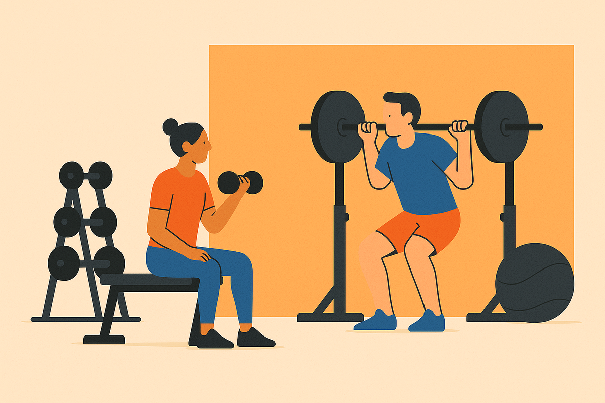 Cover illustration for “Home Gym Setup for Two People with One Budget”