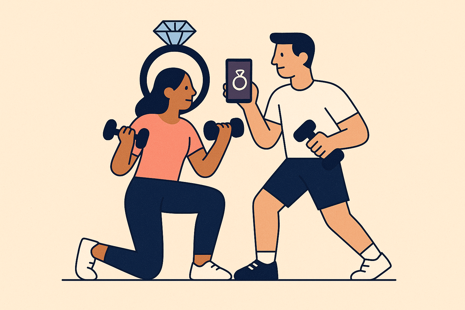 Cover illustration for “How a Wedding Fitness App Keeps Both Partners Motivated Through the Engagement Period”