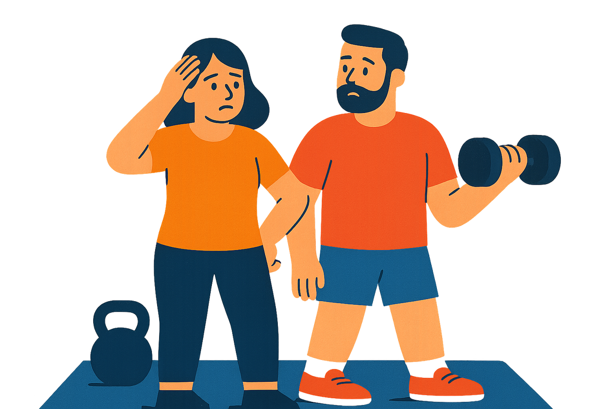 Cover illustration for “Getting Back on Track After Both Partners Quit a Fitness Routine”