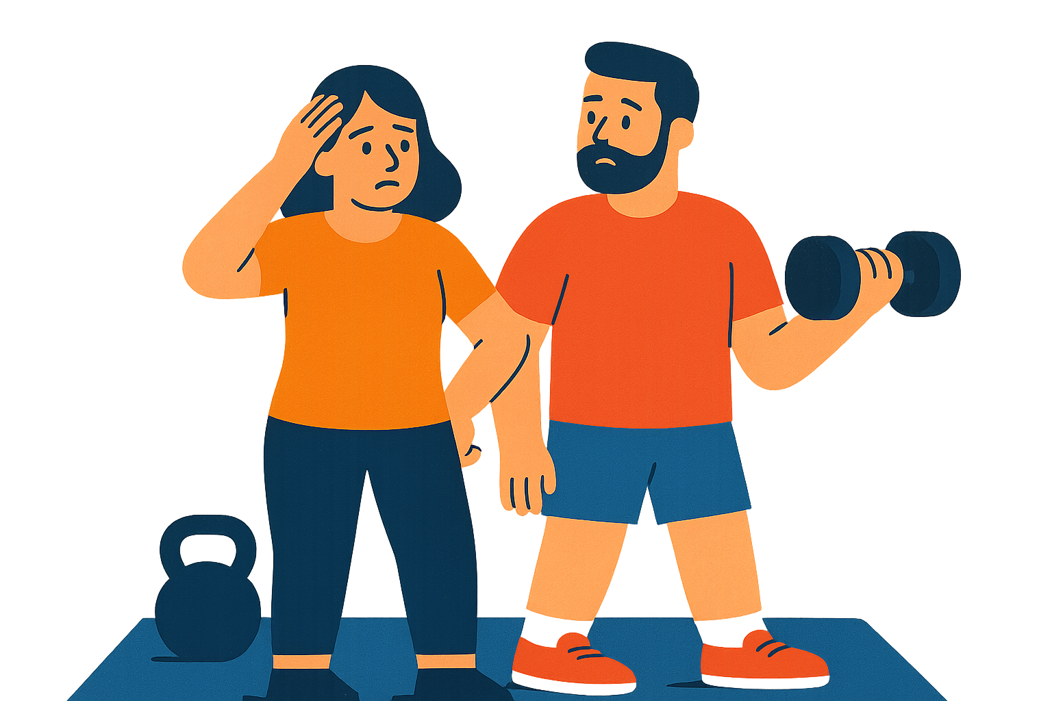 Cover illustration for “Getting Back on Track After Both Partners Quit a Fitness Routine”