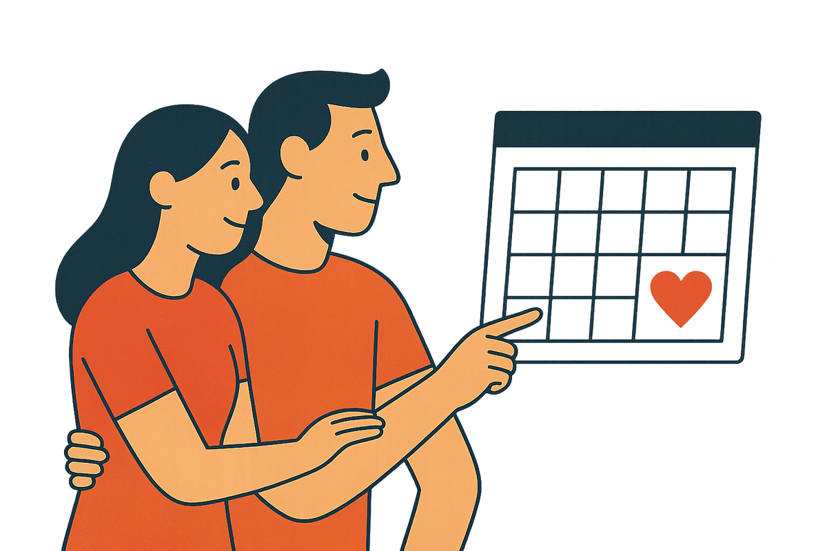 Cover illustration for “The Engaged Couple's 12-Week Training Schedule Built Around a Wedding Date”