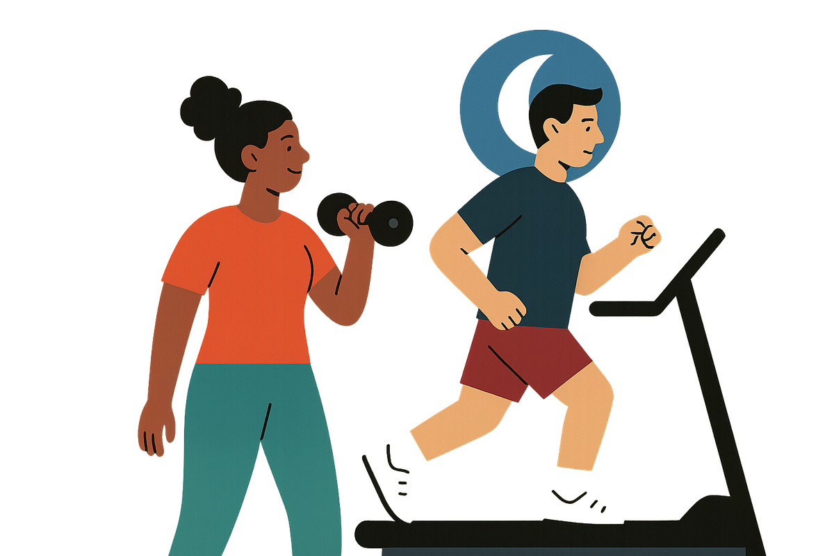 Cover illustration for “Fitness Habits for Couples With Opposite Chronotypes”