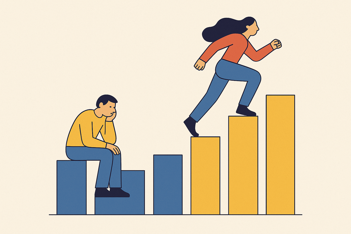Cover illustration for “How to Stay Motivated When Your Partner Progresses Faster”