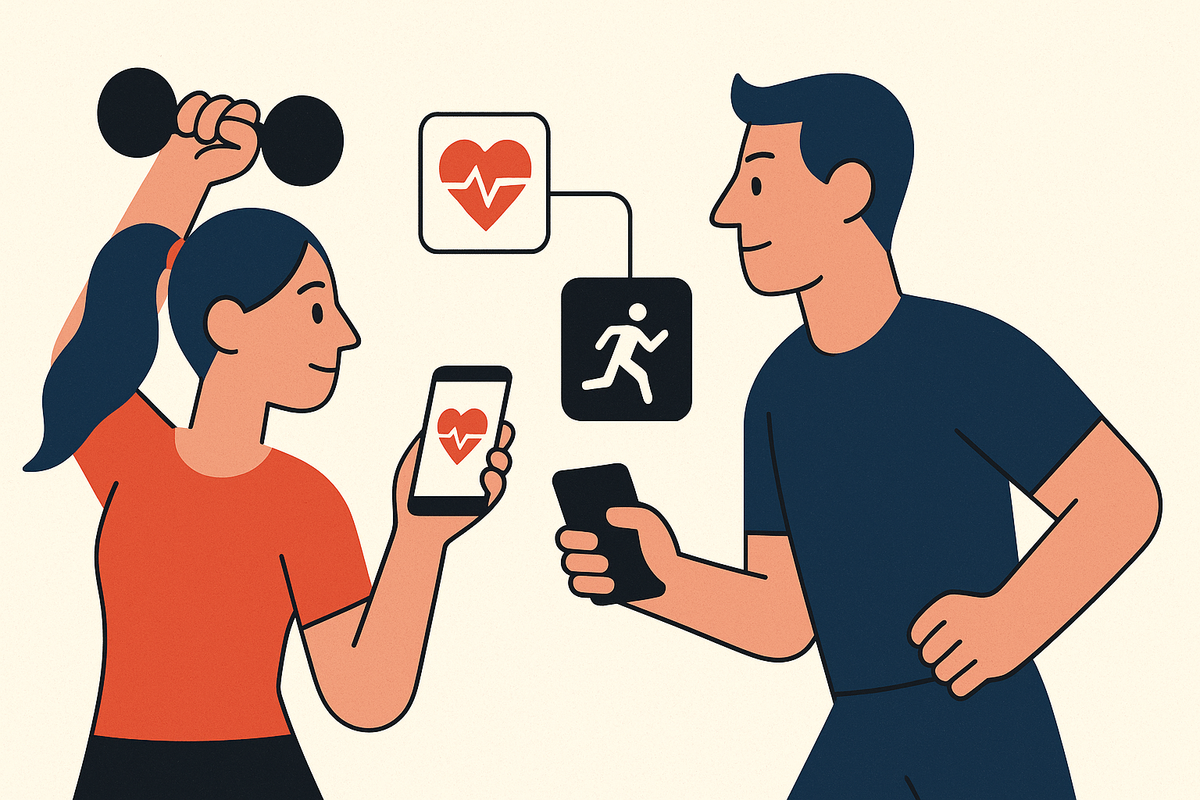 Cover illustration for “The Best Fitness Accountability Apps for Couples Who Have Completely Different Workout Styles”