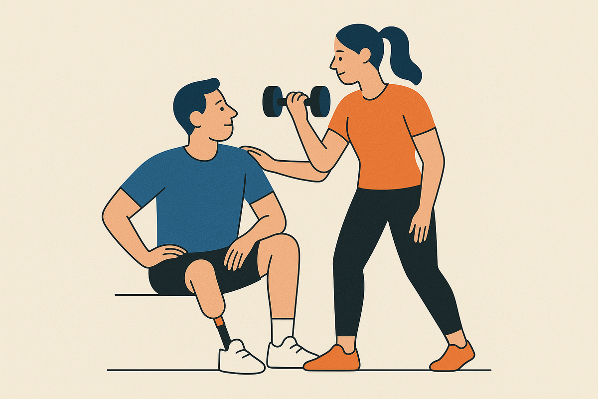 Cover illustration for “How Couples Can Set Fitness Goals When One Partner Has an Injury”