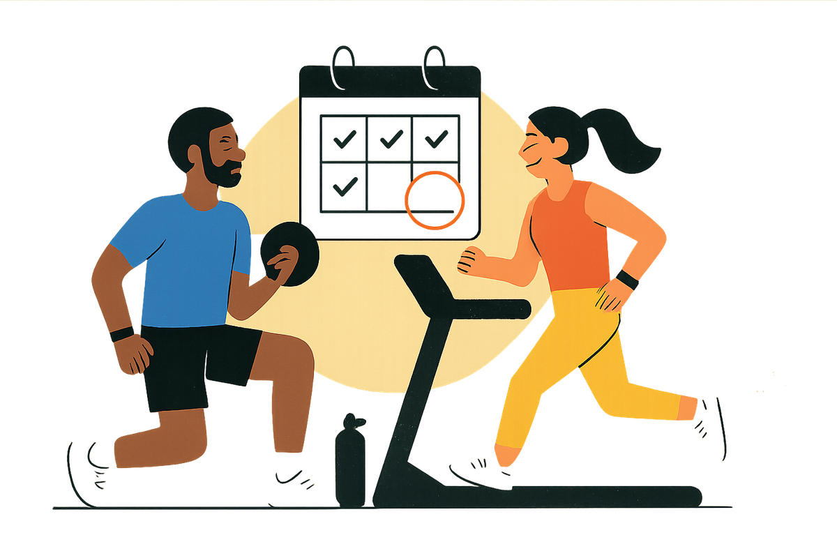 Cover illustration for “Making a Shared Fitness Habit Stick Beyond 30 Days”