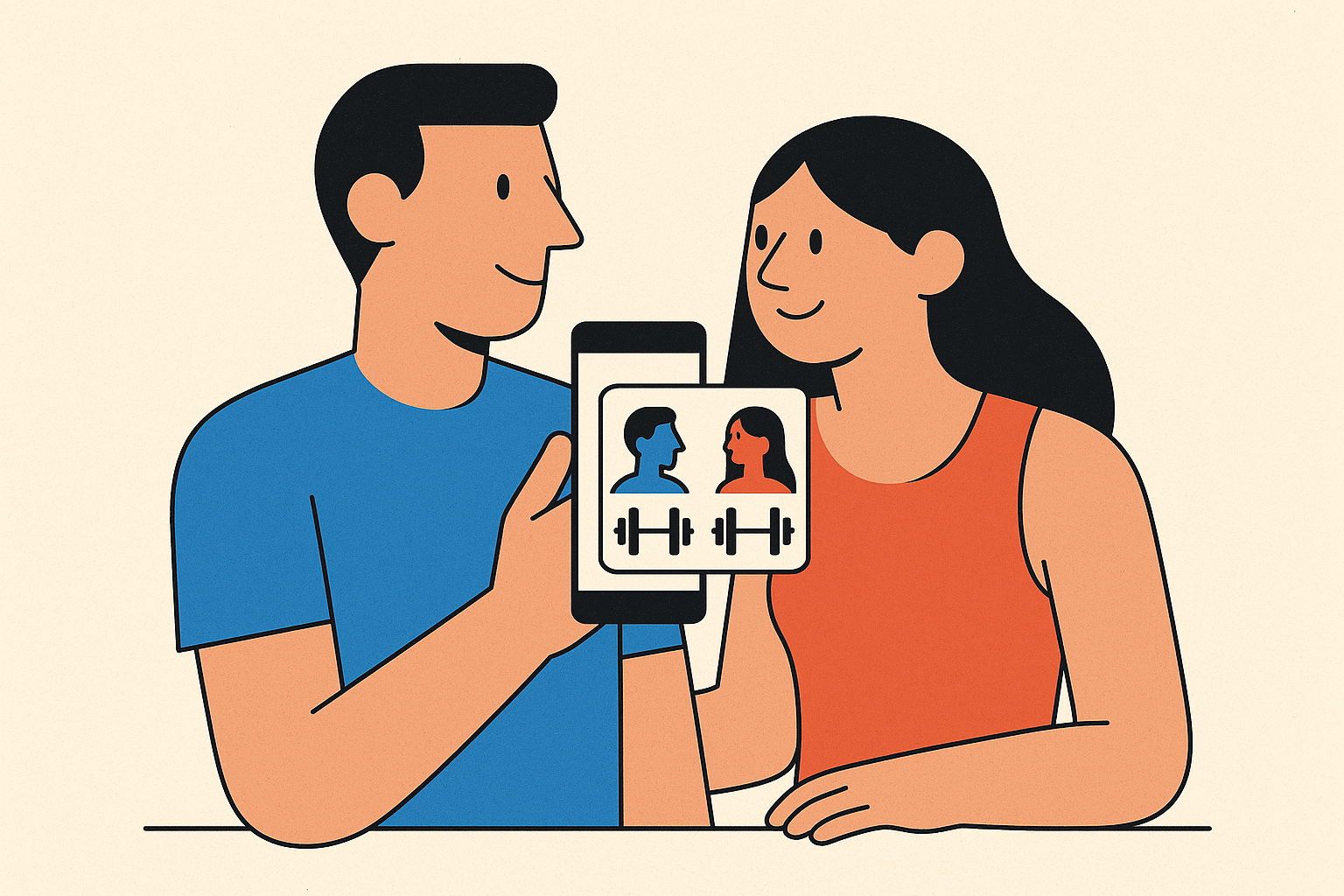 Cover illustration for “Finding a Workout App Where You and Your Girlfriend Can Both See Each Other's Gym Sessions”