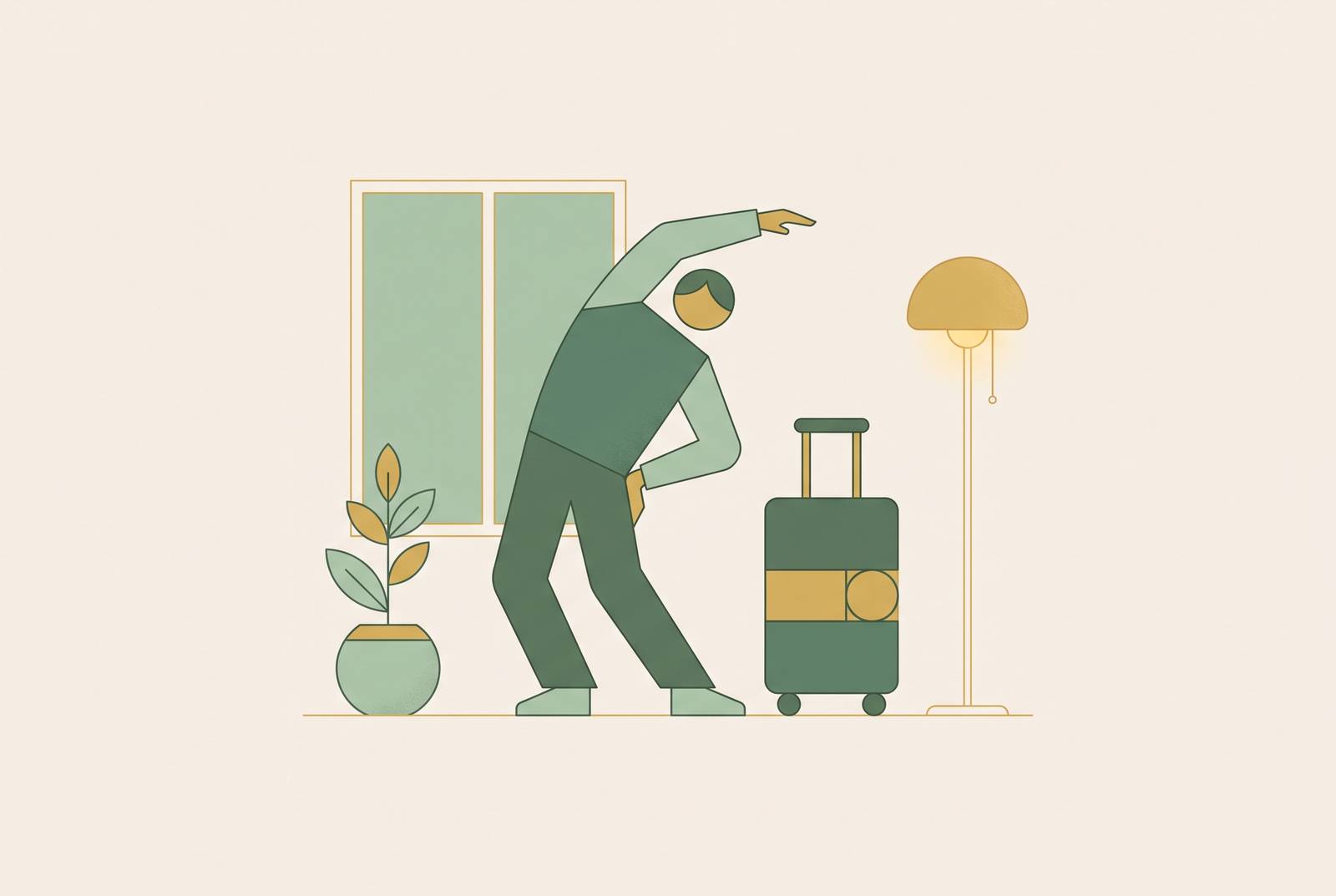 Cover illustration for “Staying Active While Traveling for Work”