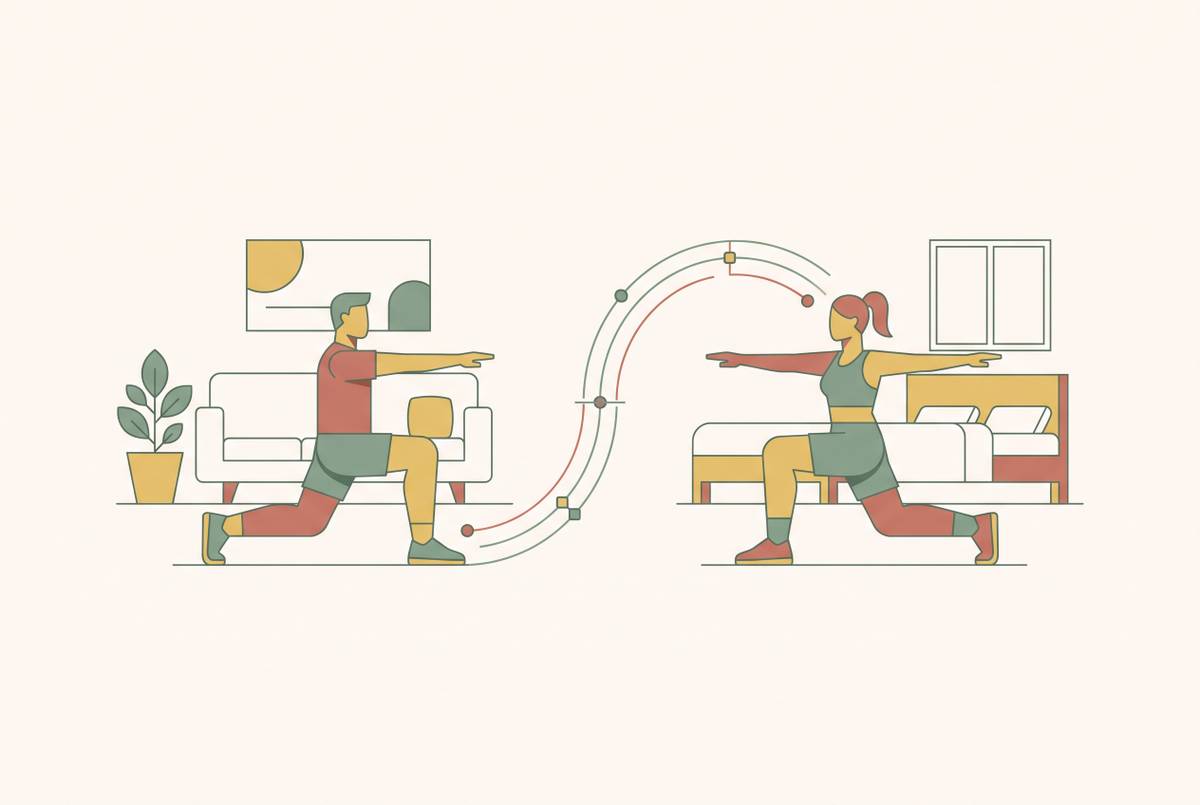Cover illustration for “Synced At-Home Workouts for Long Distance Couples”