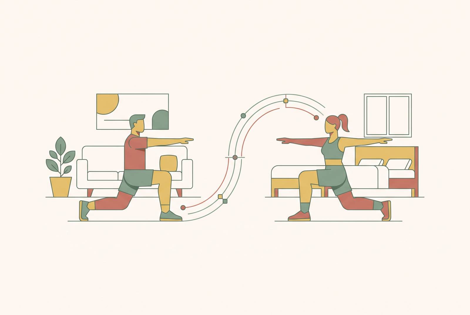 Cover illustration for “Synced At-Home Workouts for Long Distance Couples”