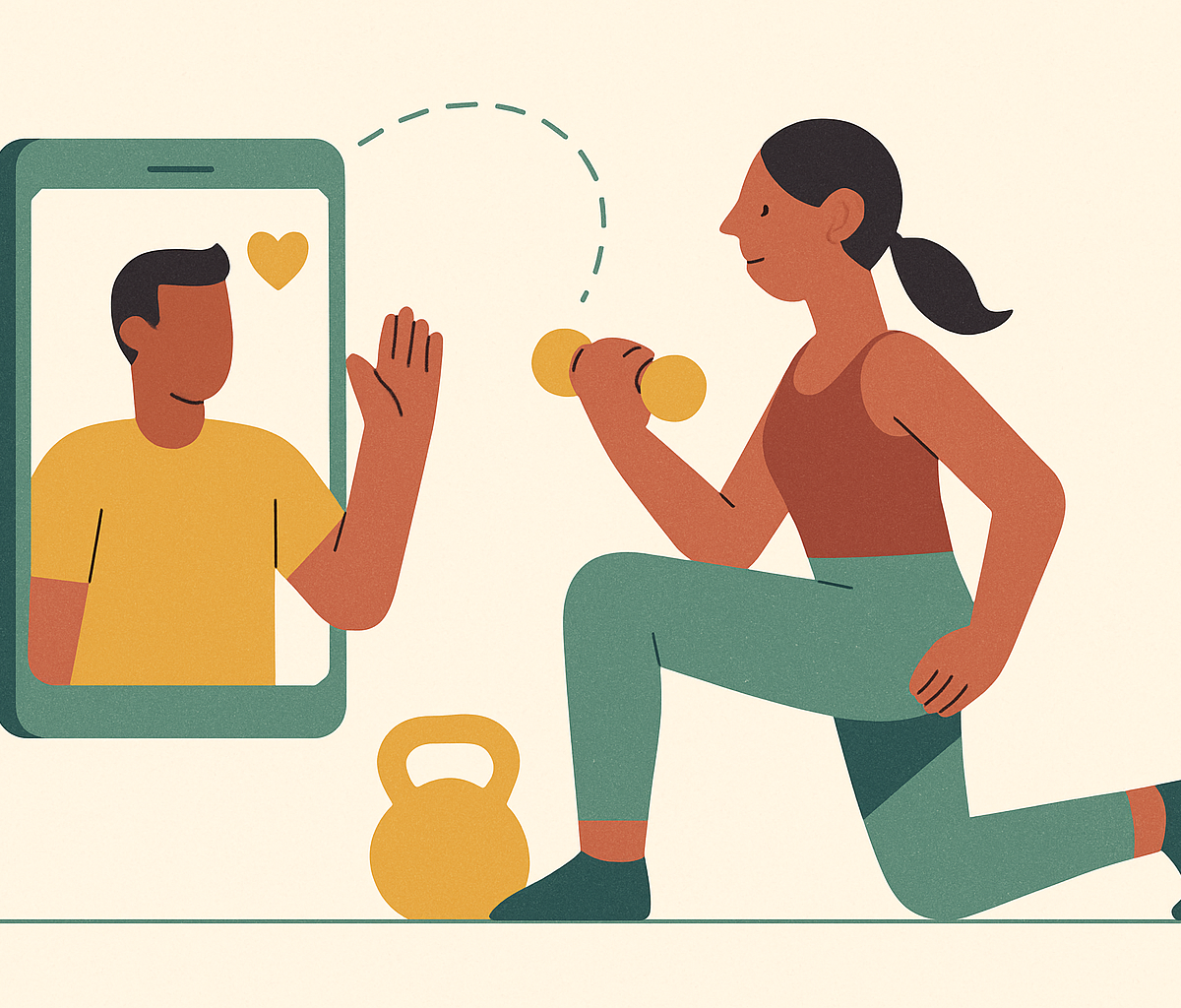 Cover illustration for “Fitness Accountability Strategies for Long Distance Engaged Couples”