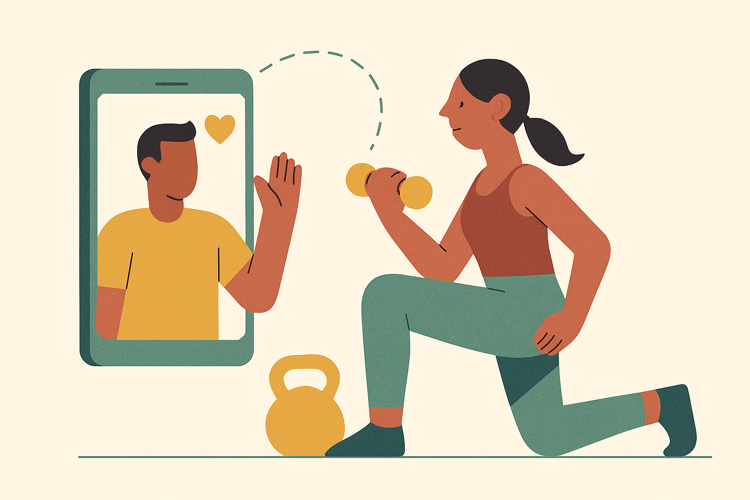 Cover illustration for “Fitness Accountability Strategies for Long Distance Engaged Couples”