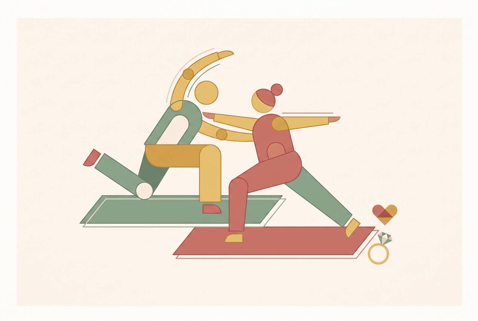 Cover illustration for “How Fitness Becomes a Stress Outlet for Couples During Engagement”