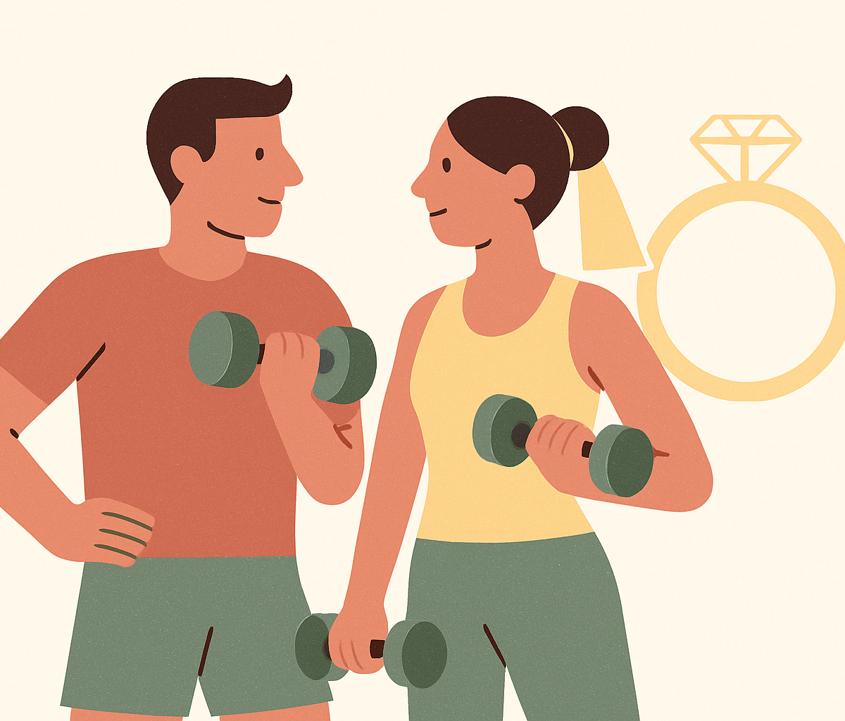 Cover illustration for “30-Day Couples Fitness Challenges Before the Wedding”
