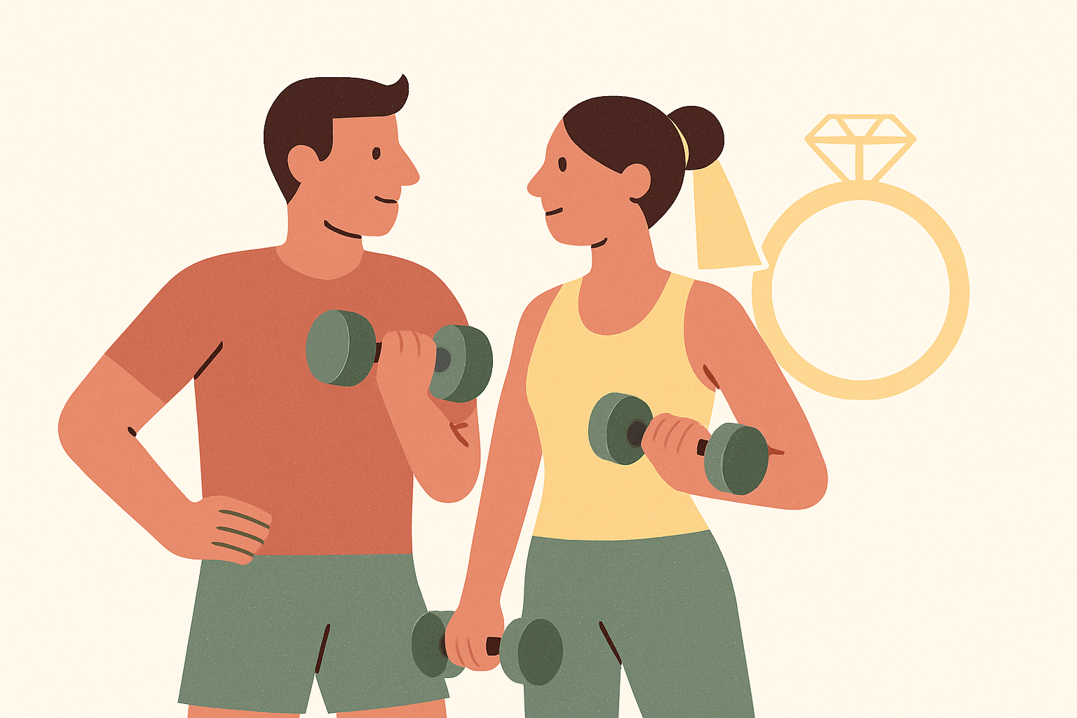 Cover illustration for “30-Day Couples Fitness Challenges Before the Wedding”