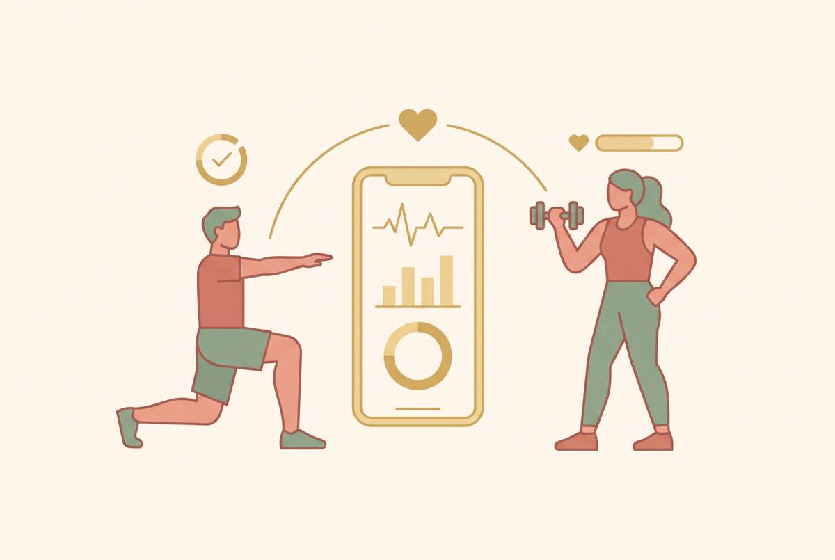Cover illustration for “How Calorie and Workout Sharing Apps Help Long Distance Couples Reach Their Wedding Weight Goals Together”