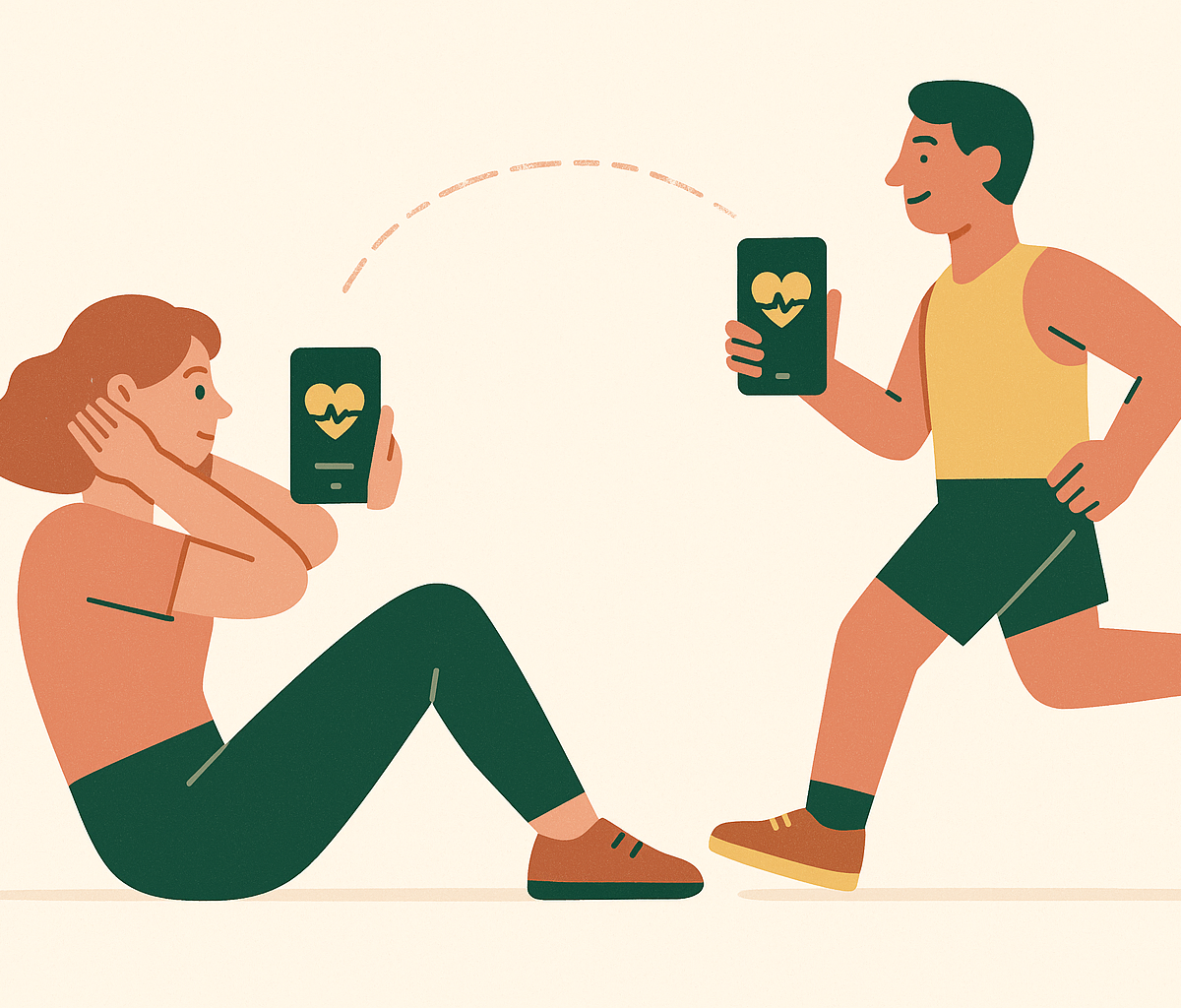 Cover illustration for “Fitness Apps That Connect Long Distance Partners”