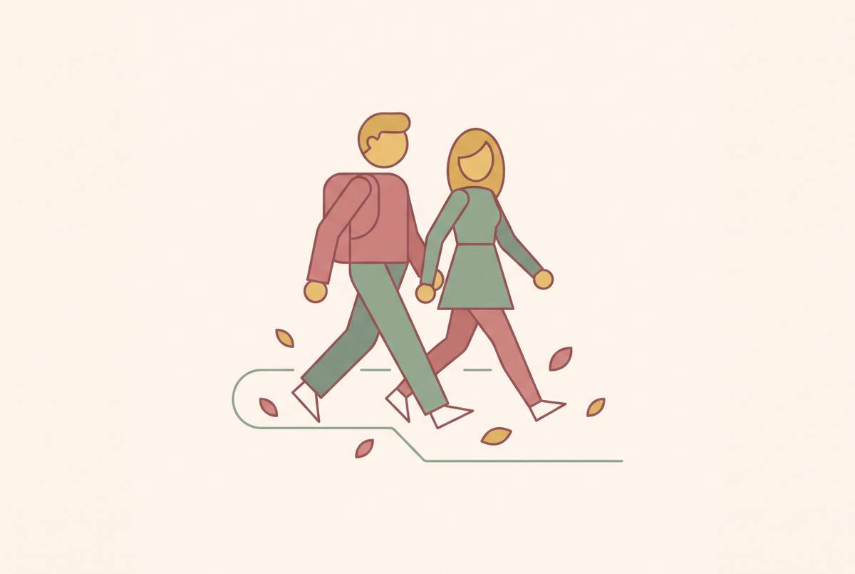 Cover illustration for “Walking as a Wedding Planning Fitness Strategy for Busy Couples”