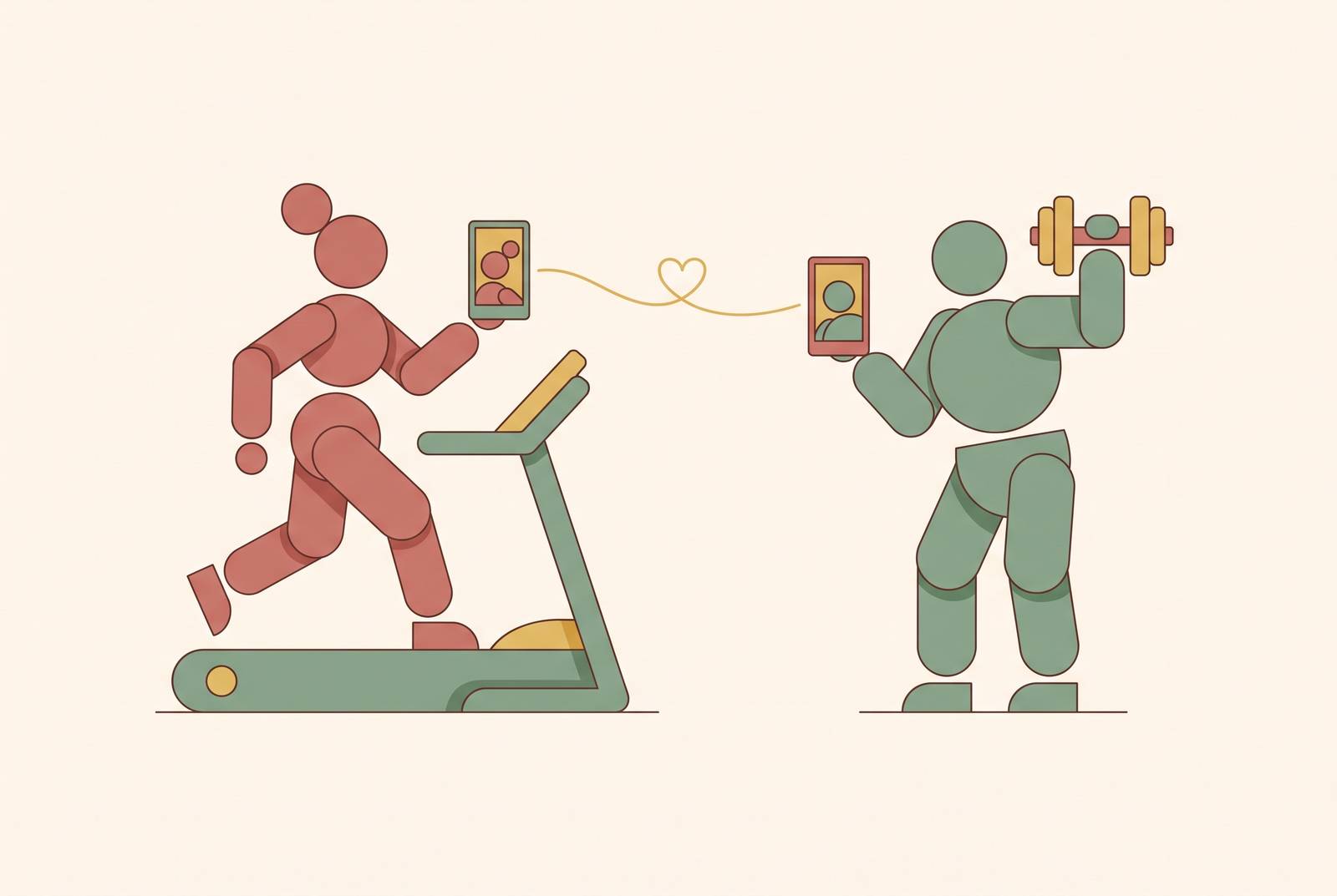 Cover illustration for “Apps That Let Engaged Couples View Each Other's Gym Sessions During the Wedding Countdown”