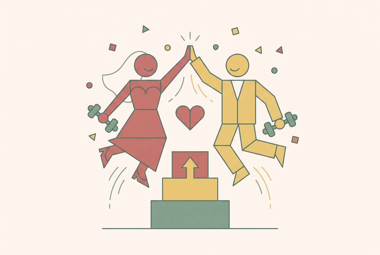 Cover illustration for “Wedding Fitness Milestones Worth Celebrating as a Couple”