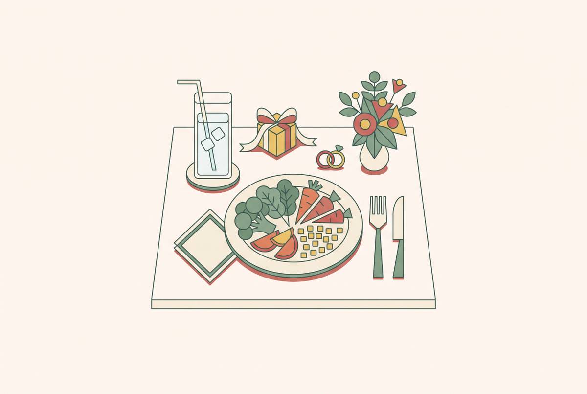 Cover illustration for “Maintaining Nutrition Habits Across Wedding Tastings and Events”