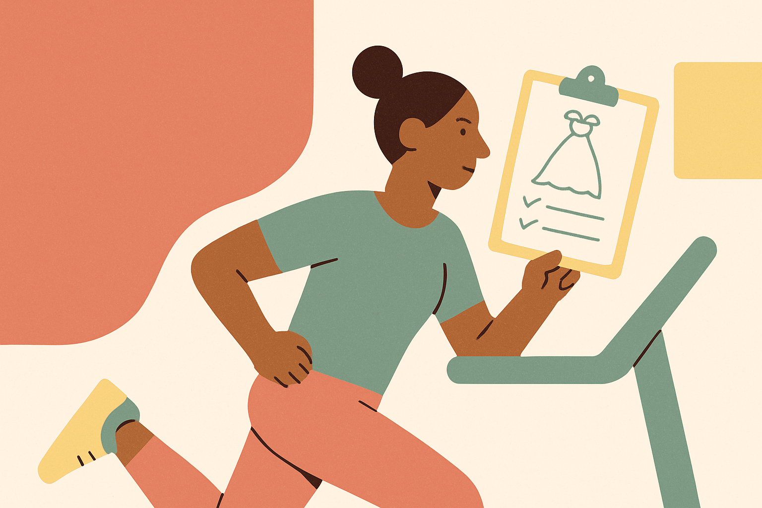 Cover illustration for “Fitting Workouts Into a Packed Wedding Planning Schedule”