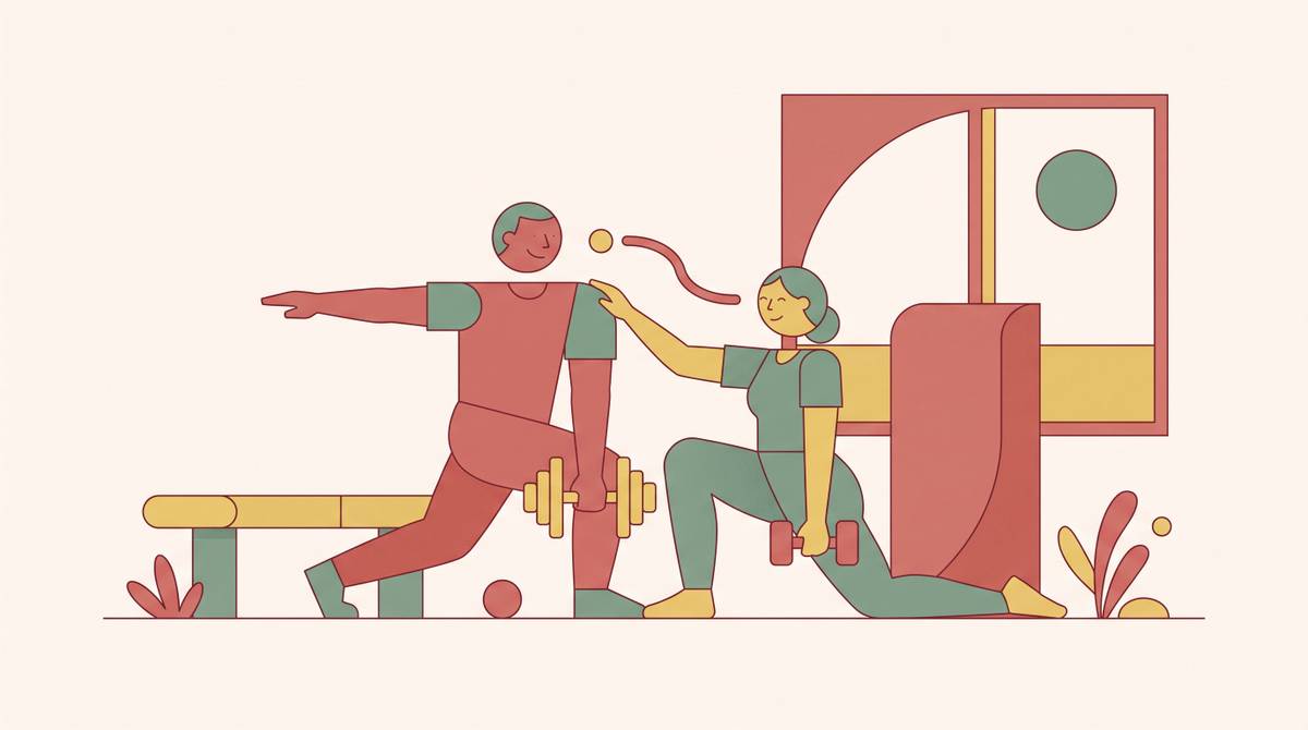 Cover illustration for “Exercise for Couples at Different Fitness Levels”