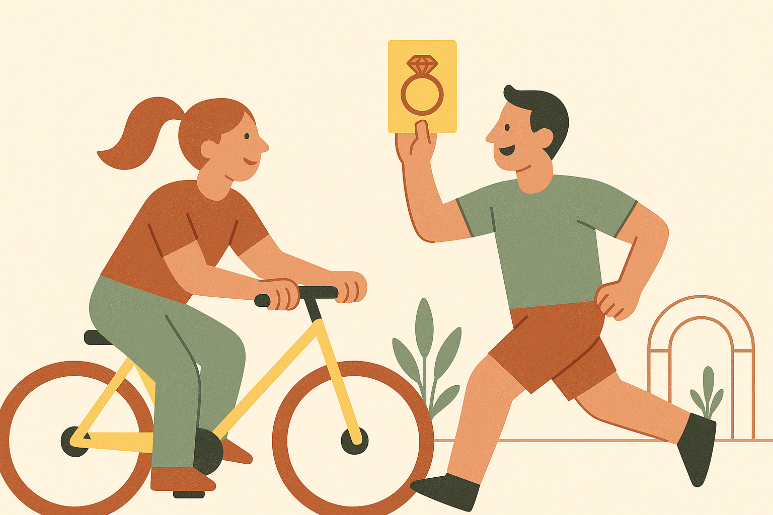 Cover illustration for “Active Date Ideas That Replace Sedentary Wedding Planning Sessions”