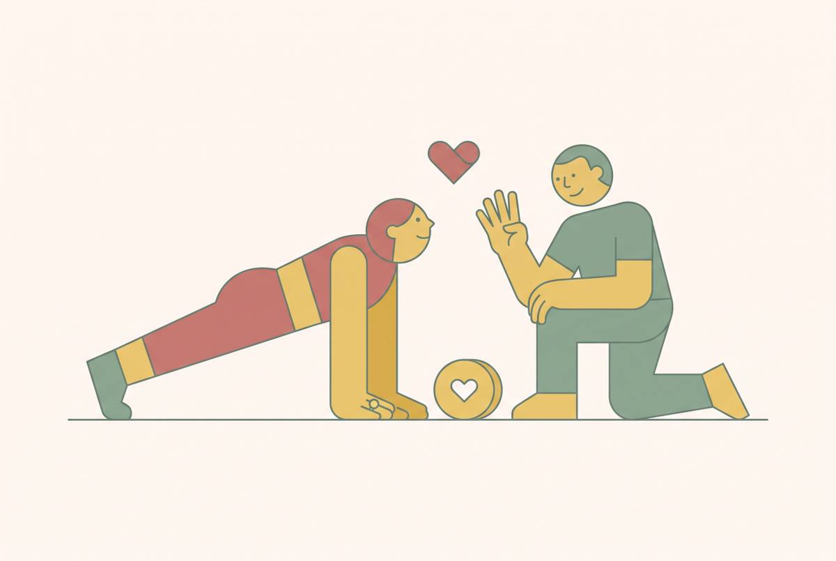 Cover illustration for “Friendly Fitness Wagers Between Engaged Couples”