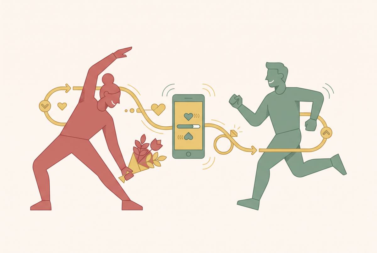 Cover illustration for “How Sharing Exercise Progress in One App Keeps Engaged Couples Emotionally Connected Before the Wedding”