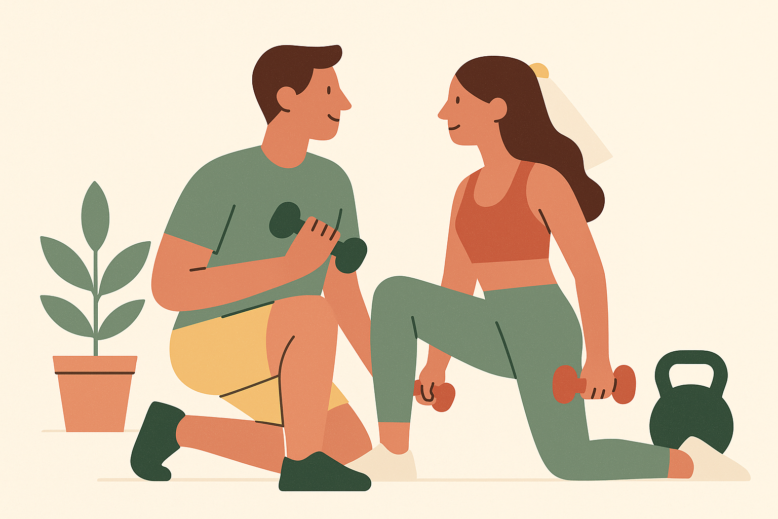 Cover illustration for “Couples Workout Routine at Home for Wedding Season”