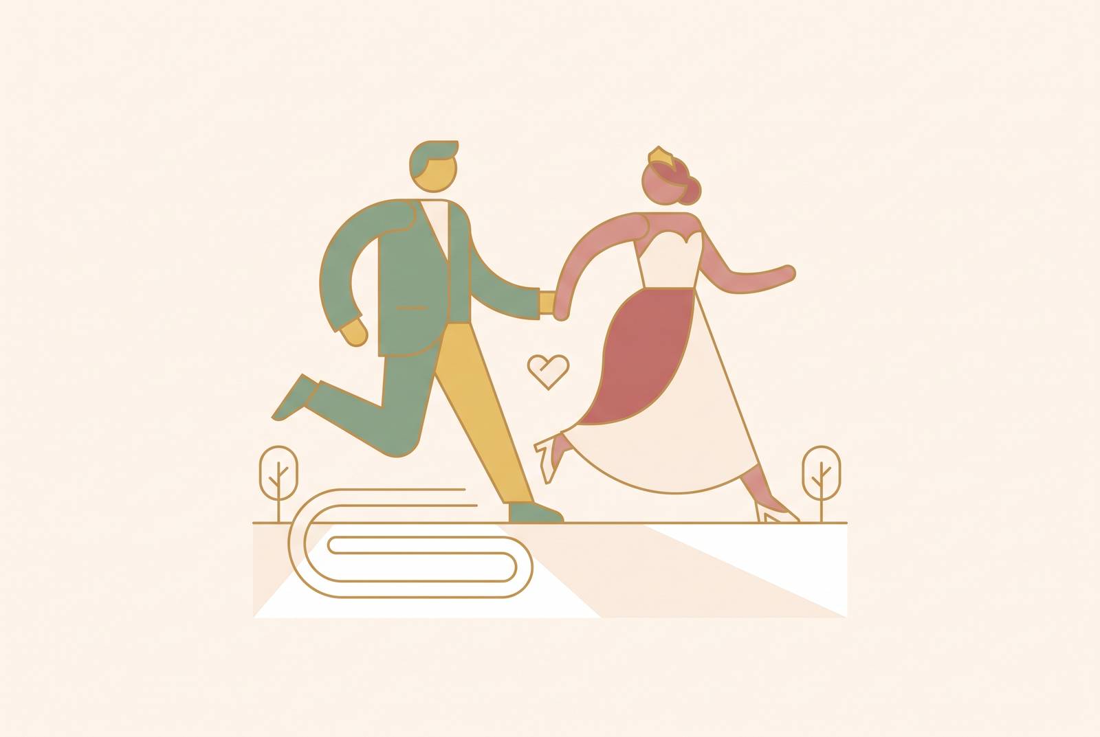 Cover illustration for “How Brides and Grooms Use Diet and Exercise Accountability With Their Partner to Stay on Track for the Wedding”