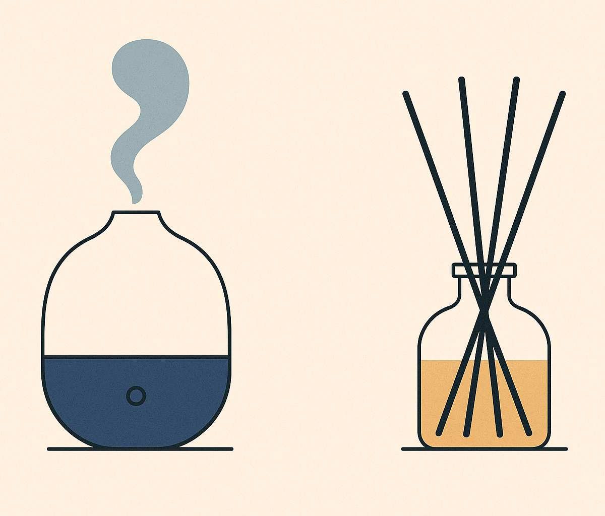 Cover illustration for “Home Diffuser vs Reed Diffuser for Bedrooms”