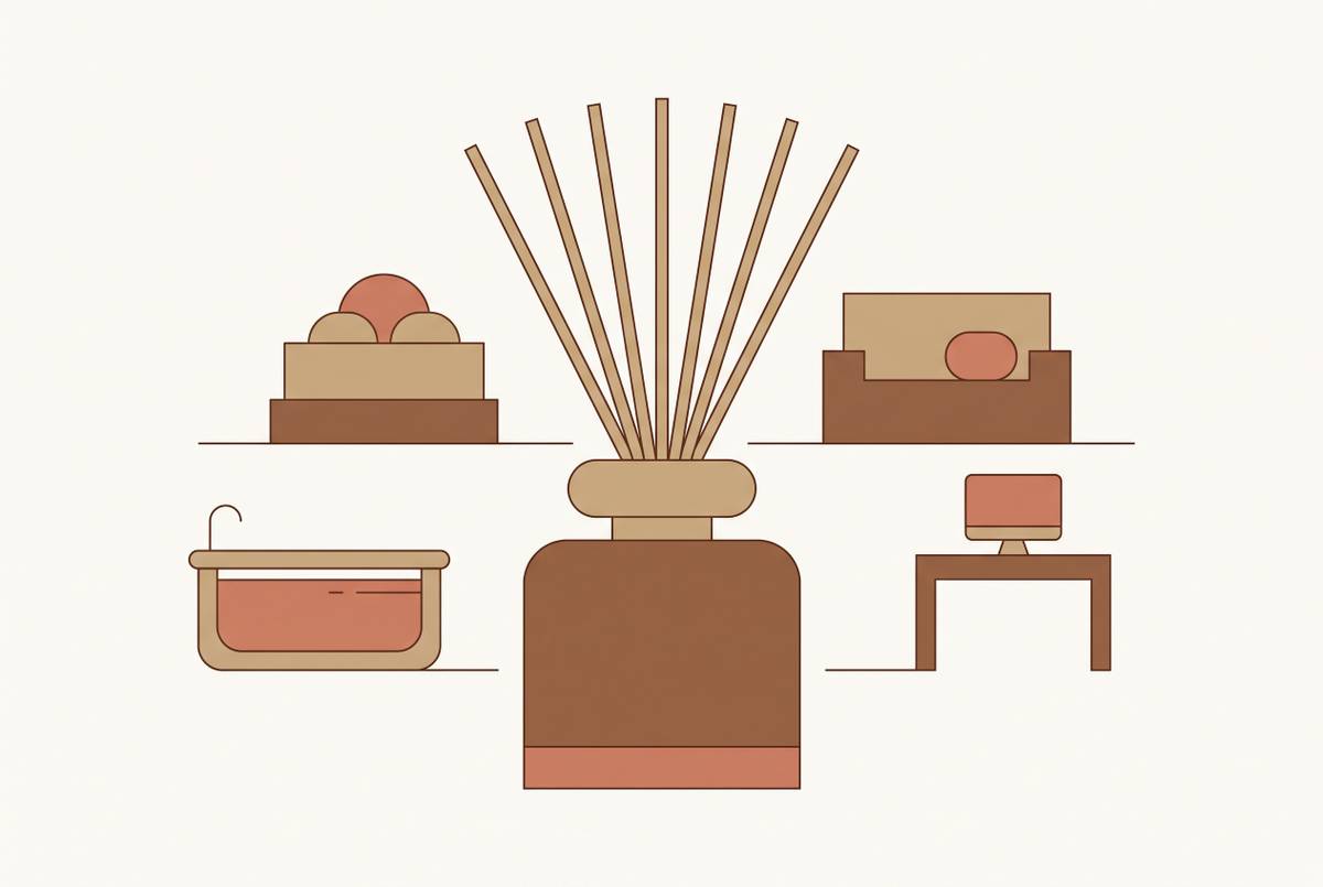 Cover illustration for “How to Use a Reed Diffuser Correctly in Different Rooms”