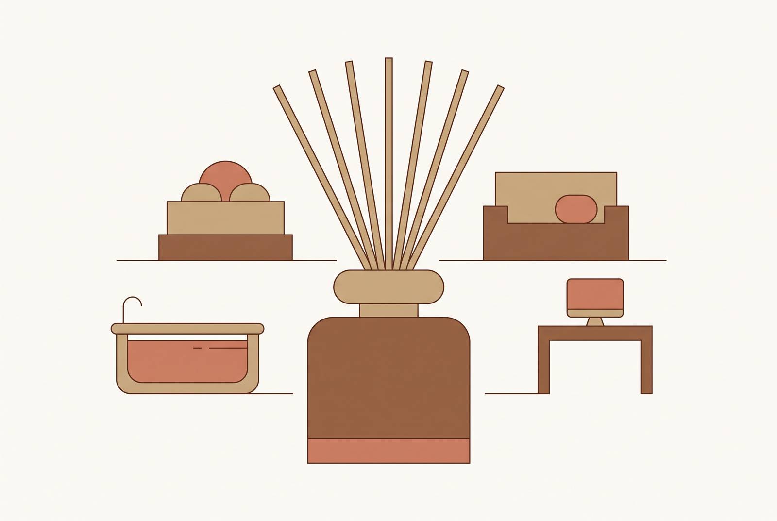 Cover illustration for “How to Use a Reed Diffuser Correctly in Different Rooms”