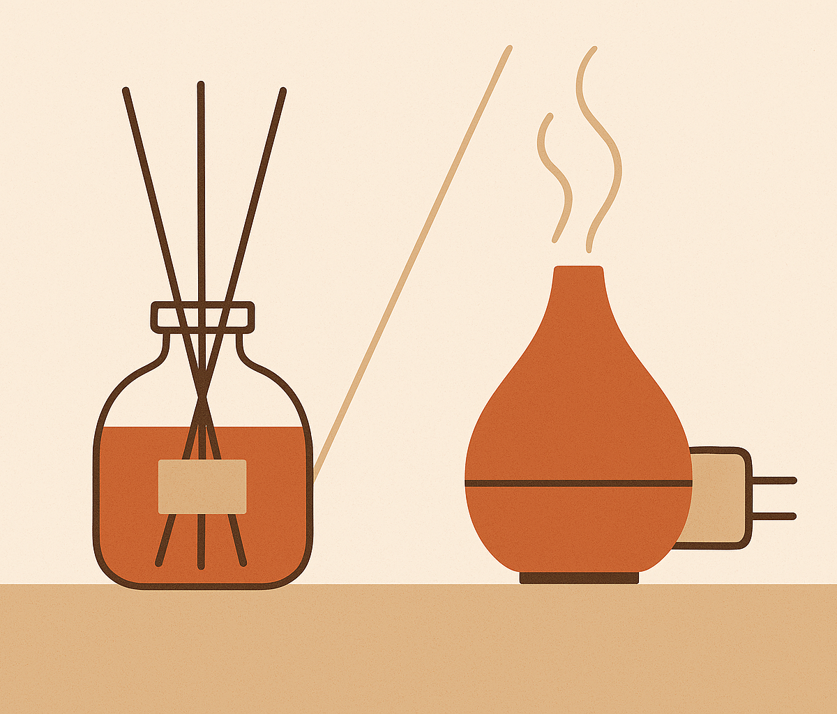 Cover illustration for “Reed Diffuser vs Electric Diffuser for an Apartment”