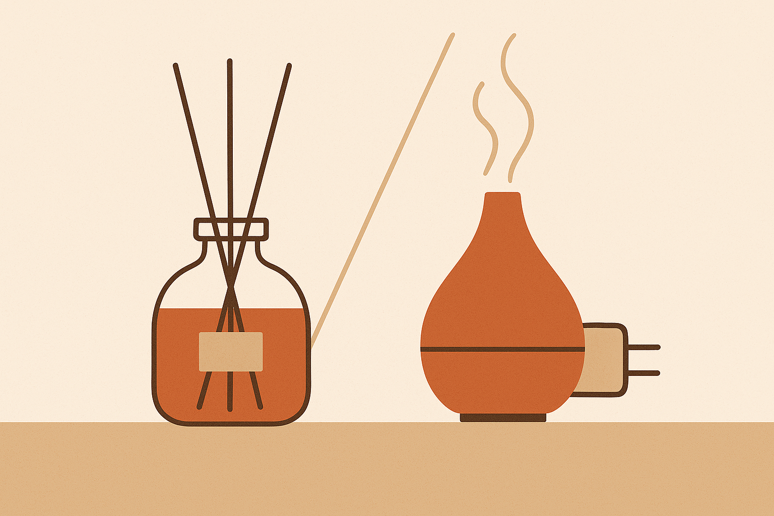 Cover illustration for “Reed Diffuser vs Electric Diffuser for an Apartment”