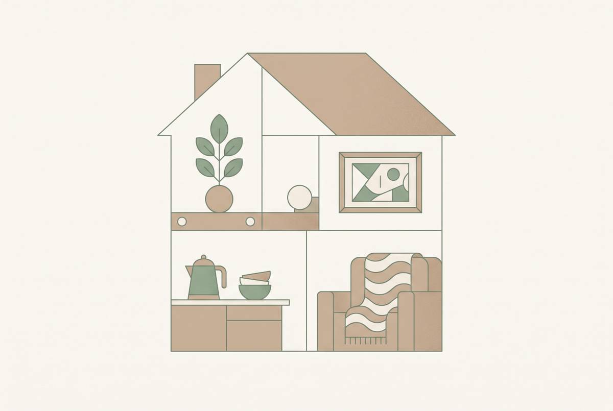 Cover illustration for “Housewarming Gift Ideas by Home Type and Room”