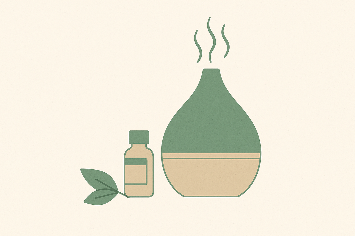 Cover illustration for “Stress Relief Essential Oil Blends for the Diffuser”