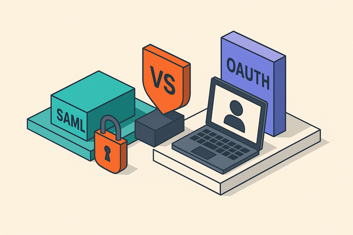Cover illustration for “SAML vs OAuth for SaaS Enterprise Identity Integration”