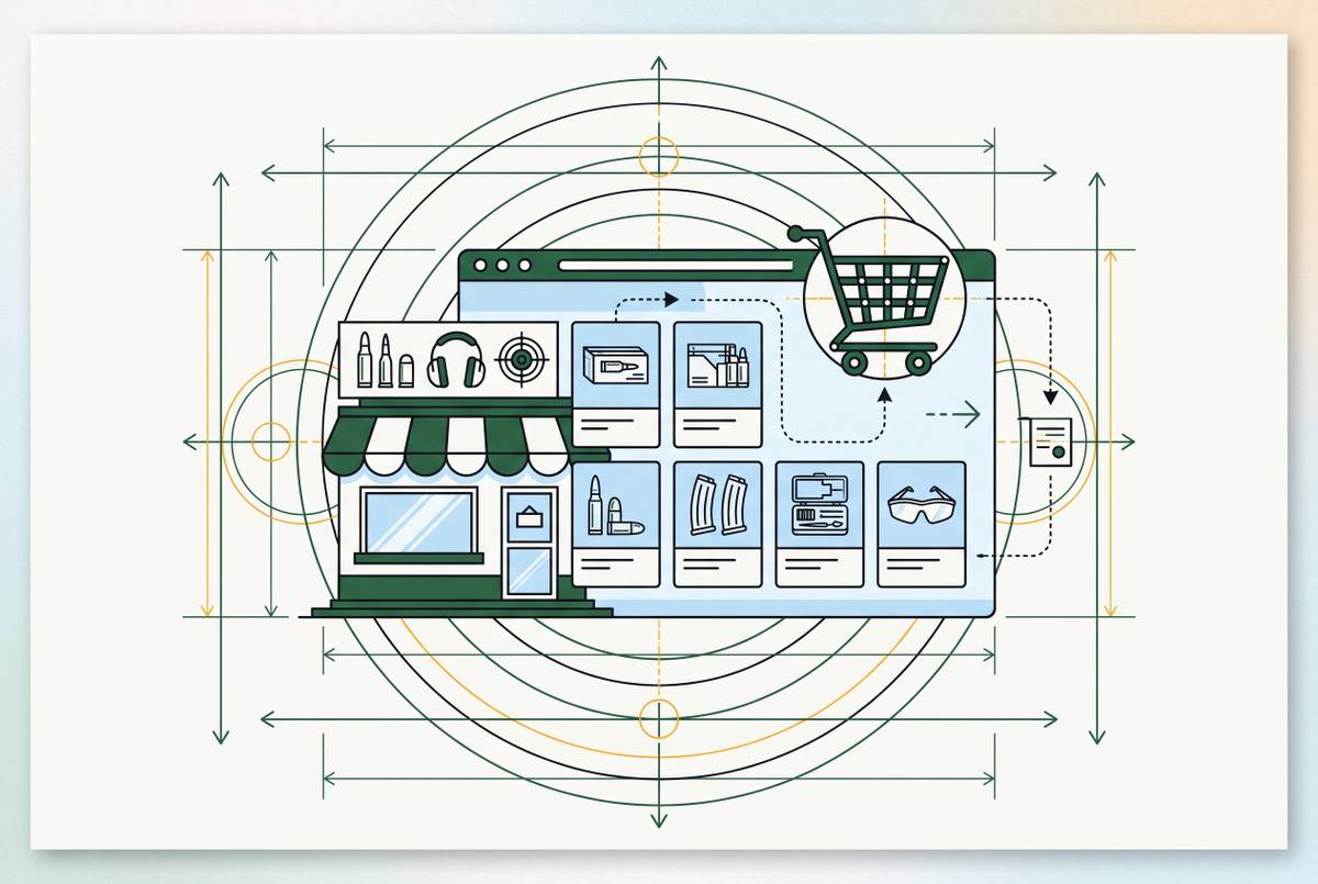 Cover illustration for “Online Ammo and Accessories Sales for Brick-and-Mortar Gun Stores”