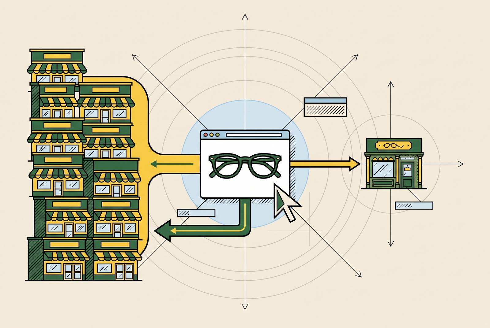 Cover illustration for “Why Patients Choose a Chain Over Their Local Optician Online”