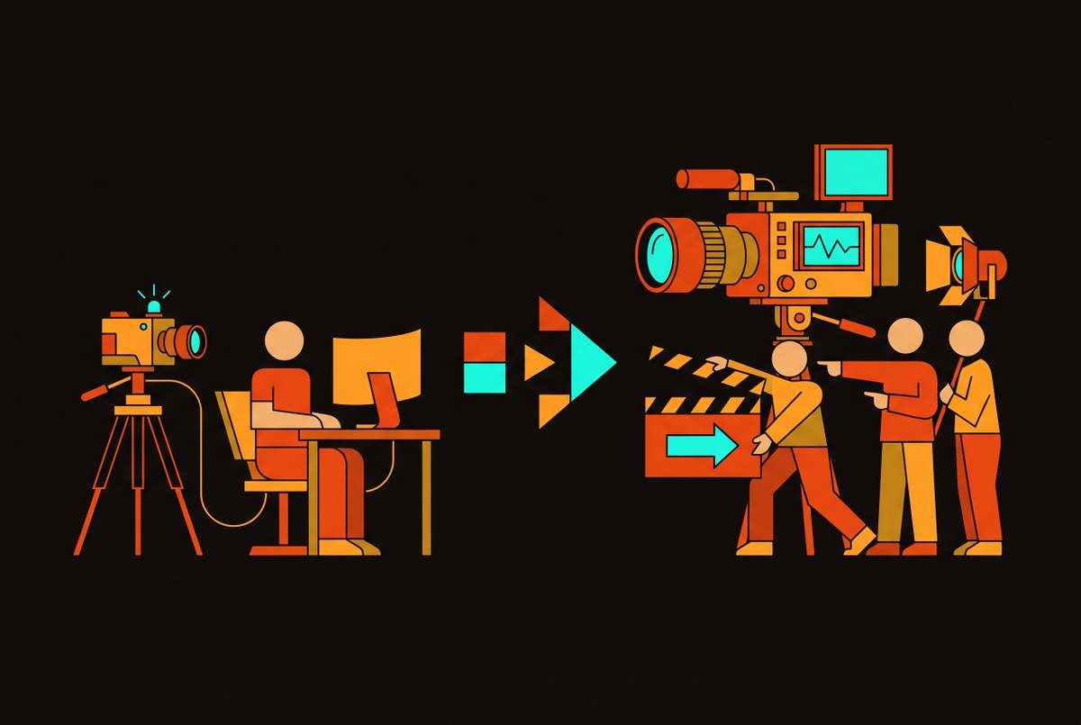 Cover illustration for “In-House Video vs. Agency for B2B SaaS Teams”