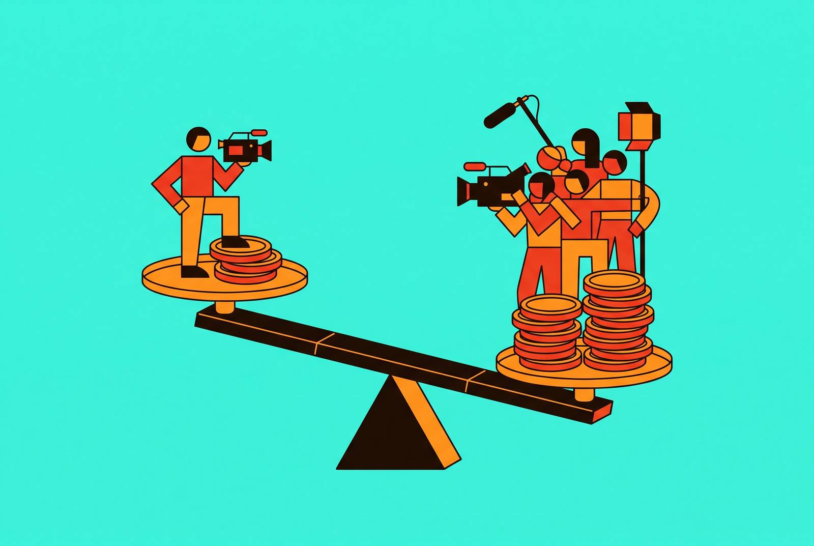 Cover illustration for “Freelancer vs. Agency Video Production Cost Comparison”
