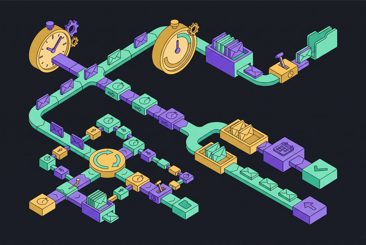 Cover illustration for “Triggered Email Scheduling and Delay Patterns in SaaS”