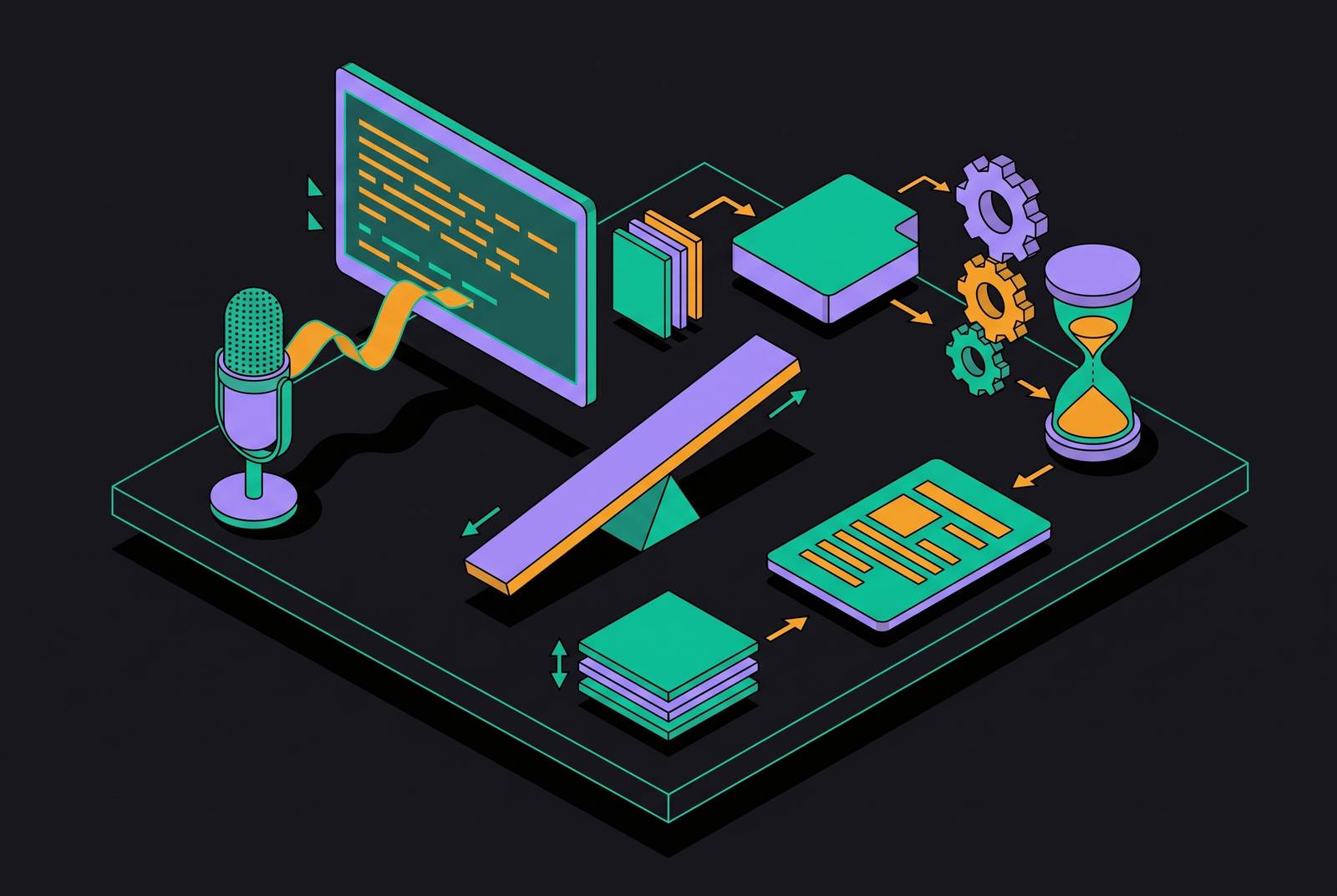 Cover illustration for “Real-Time Transcription vs Post-Meeting Processing Tradeoffs”