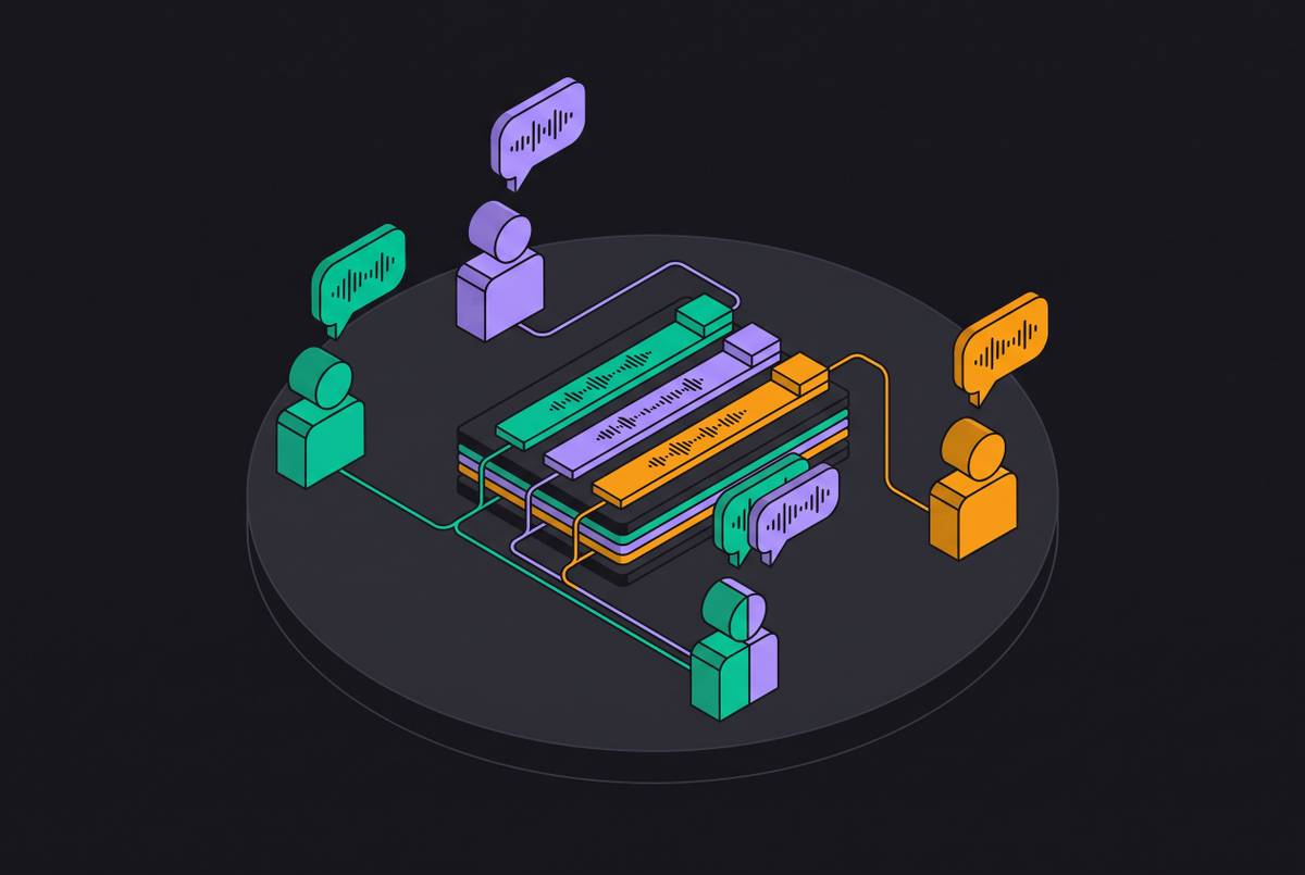 Cover illustration for “Speaker Diarization Accuracy in Multi-Participant Meetings”